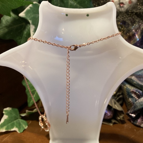 NWOT - New Double Entwined CZ Heart Rose Goldtone Pendant Necklace - Picture 4 of 9
